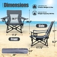thumbnail image 6 of Walchoice Folding Beach Chair for Adults, Low Seat Camping Chair with High Back, Wide Seat Chair with Cup Holder & Carry Bag, Heavy Duty Portable Chair for Outdoor Picnic Travel - Gray, 6 of 10