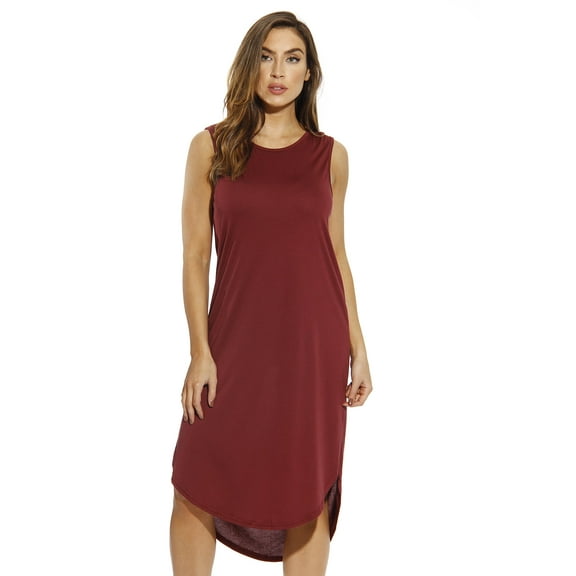 Just Love Modal Sleeveless High Low Dress / Dresses for Women (Burgundy, 3X)