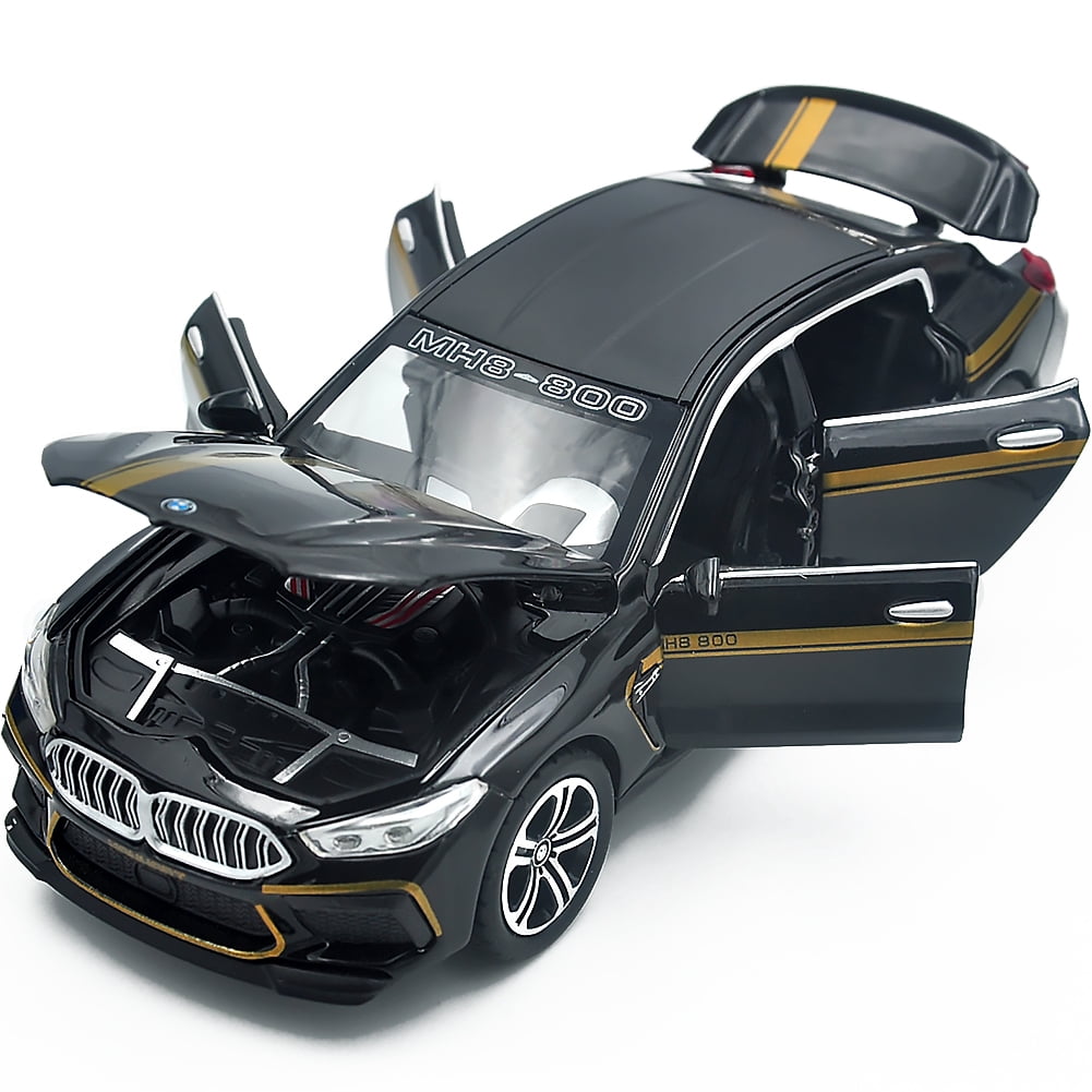 The 1:32 scale is suitable for BMW M8 alloy die-cast car models, equipped with openable doors, lights, sound and spring-back function. Boys' toy cars, children's birthday gift toy cars.