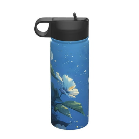 

Uemuo Hibiscus Flowers Calm Water Print 18oz Sports Insulated Kettle Water Bottle Outdoor Sports Bottle Insulated Hydration Bottle with Handle & Flip Straw