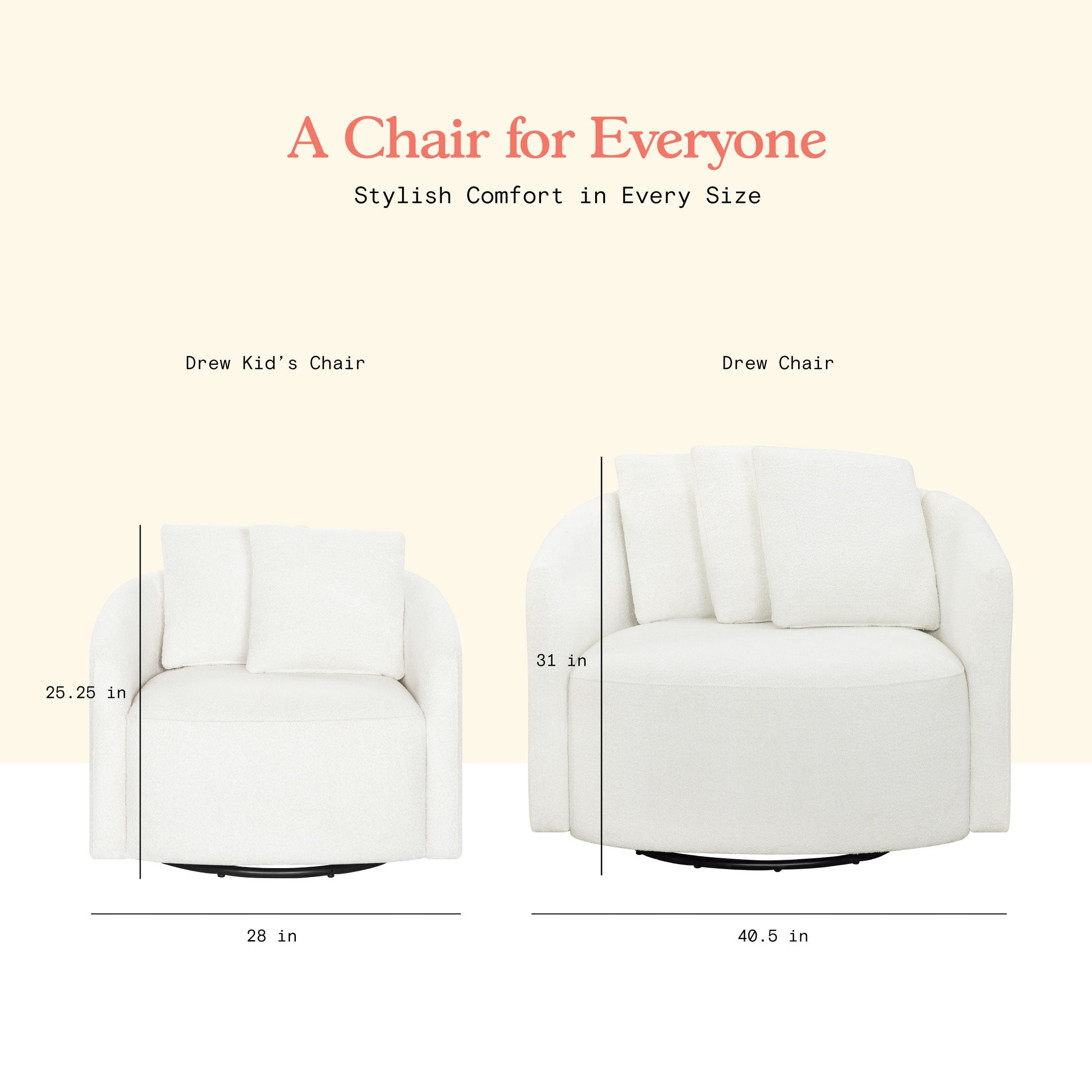 Beautiful Drew Kids Accent Chair by Drew Barrymore, Cream Bouclé Fabric