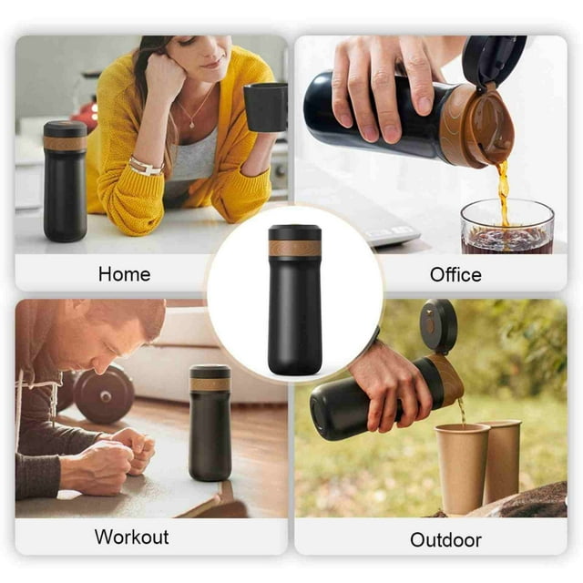 TIMIFIS Pichet Thermique Type Extérieur Portable en Acier Inoxydable Conservation de la Chaleur Pot à Pression Machine à Thé Isolation Automatique Poudre de Scories Café Pot de Conservation de la Chaleur Appareils de Cuisine