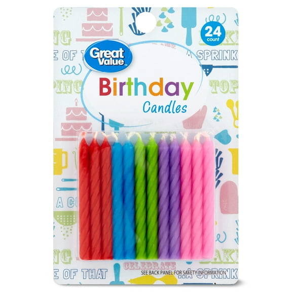 Great Value Celebration Multi-Color Special Occasion Spiral Birthday Candles, 4.44 inch, 24 Count