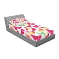 thumbnail image 3 of Ambesonne Animal Fitted Sheet & Pillow Sham Set, Watercolor Butterflies, Queen, Fuchsia Green, 3 of 3
