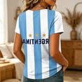 thumbnail image 4 of 2026 Soccer Cup Fan Jersey for Women, V-Neck Short Sleeve T-Shirt with Country Flag & Letter Print, Breathable Casual Sports Tee Pullover Top, 1 PC Blue XL, 4 of 5