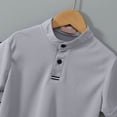 thumbnail image 5 of WRKEKC Boys Button Down Shirt Kids Solid Color Mandarin Collar Short Sleeve Button Up Casual Tops for Summer Wear 5-13 Years, 5 of 7