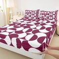 thumbnail image 5 of Castle Fairy Retro Split Circle Bed Sheets 4-Piece,Abstract Curved Full Size Sheets,Burgundy White,1 Flat Sheet, 1 Fitted Sheet and 2 Pillowcases, 5 of 7