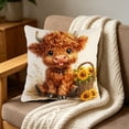 thumbnail image 4 of Bomd Highland Cow Decorative Throw Pillow Covers , Decorative Floral Farm Animal Design, Modern Square Home Decorative Pillowcases Cushion Cases for Sofa Bed Chair, 17.7x17.7 Inch, 4 of 6