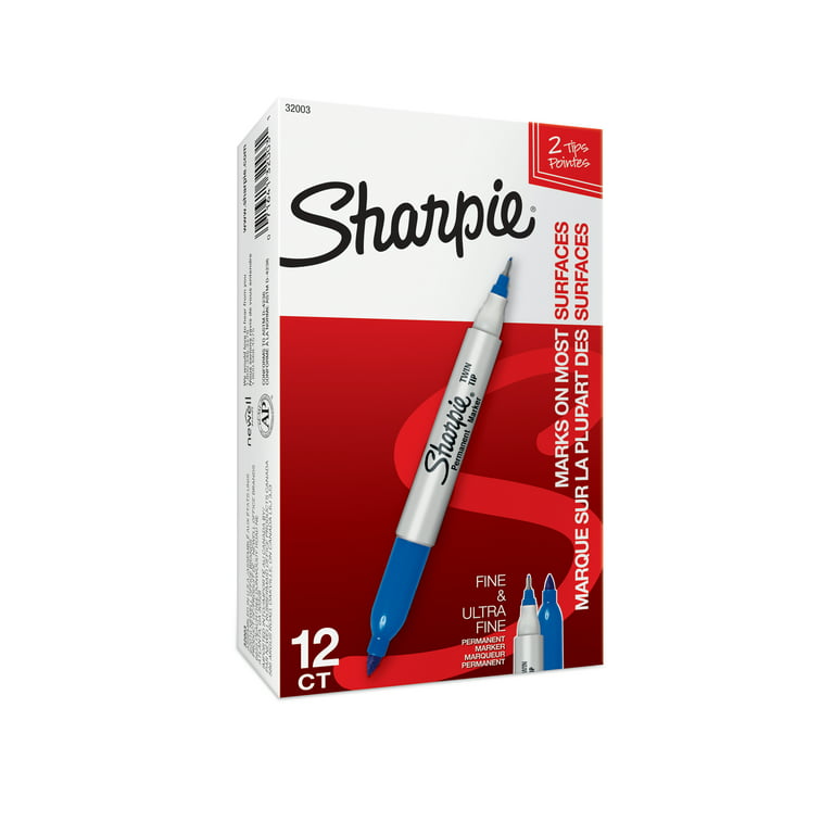 Sharpie Twin-Tip Permanent Marker, Fine Ultra Fine Point Blue Pack of 2  71641322035