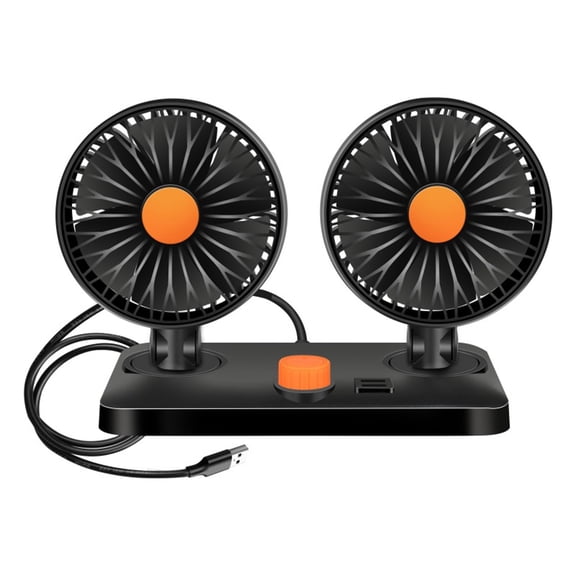 Car Fan With 6 Fan Blades, Electric 2 Speed Cool-ing Air Circulator,Multi-Angle Rotation Rotatable Auto Fan For Sedan SUV, RV, Bo-at, Auto Vehicles