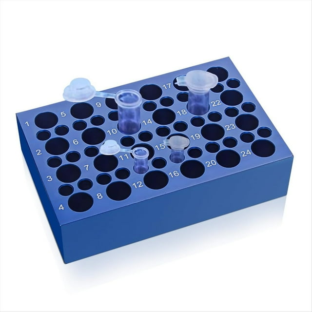 Bloque de Enfriamiento de Aluminio de Doble Tamaño (24 + 36 Pocillos) para Tubos - Enfriador Reutilizable de Baño de Hielo para Tubos de Centrífuga de 0,2 Ml/1,5 Ml/2 Ml