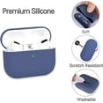 thumbnail image 3 of Soft Silicone Skin Case Cover Shock Absorbing Protective Case for Airpods Pro, Visible Front LED, 2 Pack Dark Blue / Matcha Green, 3 of 5