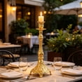 thumbnail image 4 of Candlestick Holders Vintage Gold Metal Pillar Candle Stand 10.6 Inch Elegant Alloy Candelabra Set for Table Centerpieces Wedding Party Home Dining Decor, 4 of 6