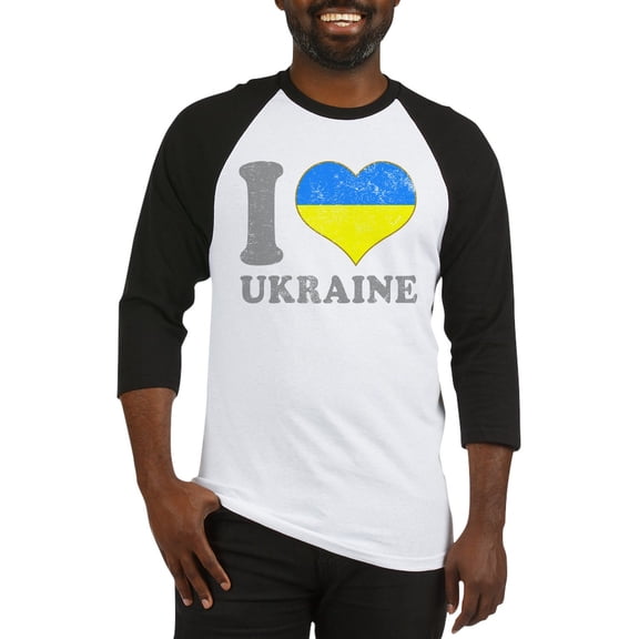 CafePress - I Love Ukraine Native Ukrainian Fl Baseball Jersey - Cotton Baseball Jersey, 3/4 Raglan Sleeve Shirt