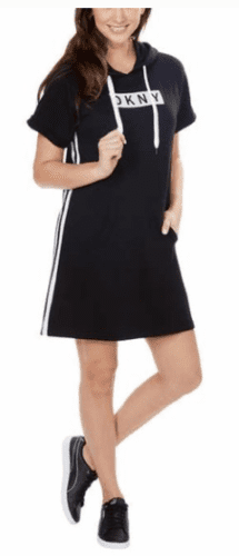 dkny sport logo hoodie dress