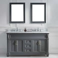 thumbnail image 2 of Victoria 60" Double Bath Vanity in Gray with White Marble Top and Square Sinks with Matching Mirror, 2 of 2