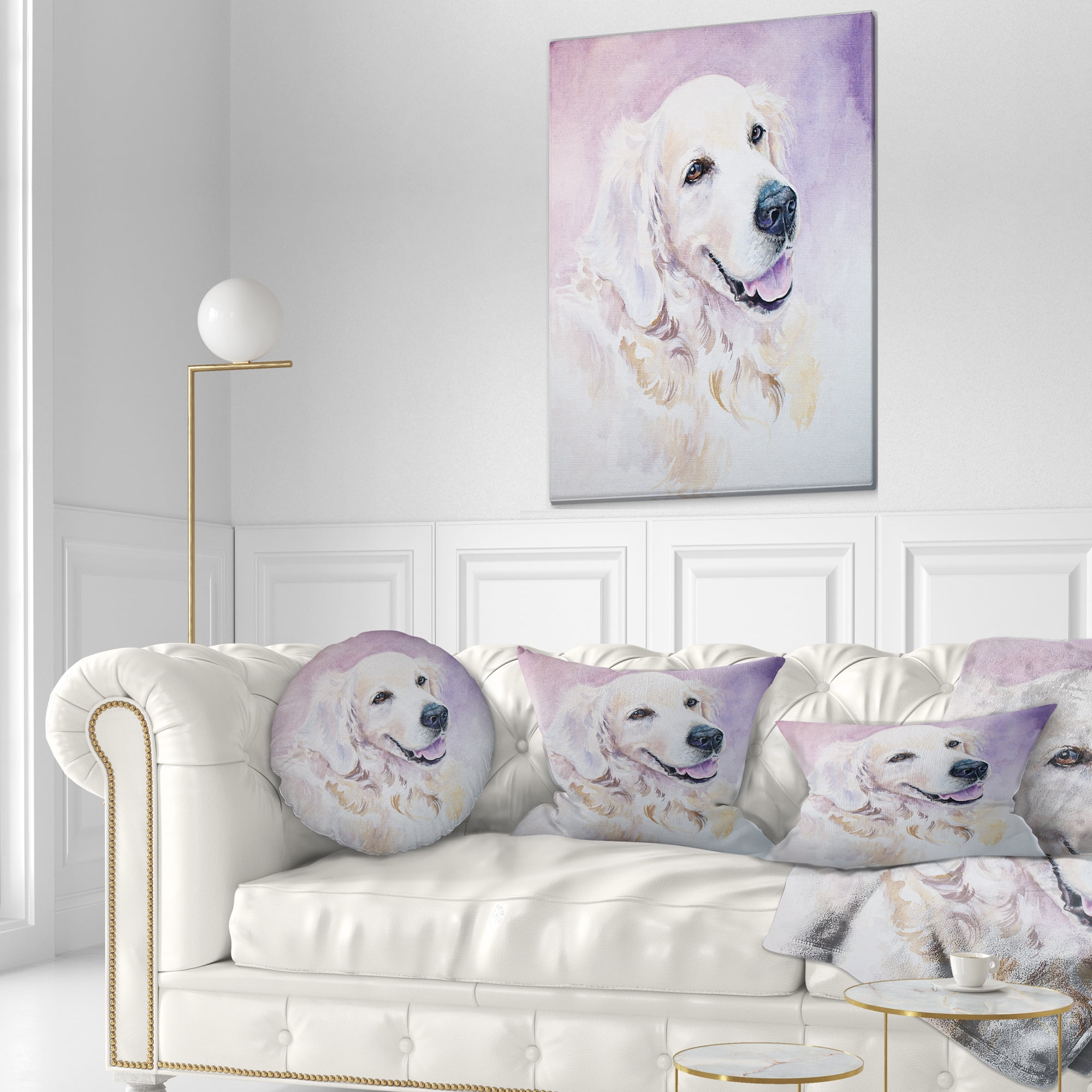 Designart Funny Golden Retriever - Animal Throw Pillow - 12x20