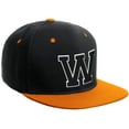 thumbnail image 1 of Daxton Classic Snapback Hat Custom A to Z Initial Varsity Letters, Black Orange Hat White Black Letter W, 1 of 2