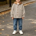 thumbnail image 2 of Toddler Boys Striped Hooded Sweatshirts Oversized Button Down Jackets Fall Cute Casual Long Sleeve Preppy Sweater with Pocket, 2 of 7