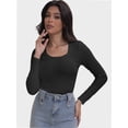 thumbnail image 4 of Women Long Sleeve Scoop Neck Tops Stretch Fitted Casual Tops Tee Slim Fit Fall Going Out Sexy Basic Shirts, 4 of 6