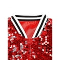 thumbnail image 5 of Alvivi Kids Girls Sequin Baseball Bomber Jacket Coat Sparkly Long Sleeve Zipper Blazer Jackets Red 14, 5 of 7