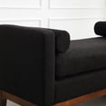 thumbnail image 4 of 53.5"W Elegant Upholstered Bench,Ottoman with Wood Legs and Bolster Pillows,Ottoman Bench for End of Bed,Bedroom,Living Room,Entryway,Black, 4 of 6