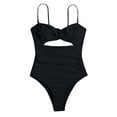 thumbnail image 2 of Aayomet Plus Size Bathing Suit for Women Bikini Solid Color Hollow Back Buckle Swimsuit Set (Black, M), 2 of 4