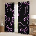 thumbnail image 2 of jejeloiu Kawaii Cute Bowknot Curtains Pack of 2 (42x84 Each),Chic Ribbon Bow Tie Curtains Blackout,Pink Black Bedroom Curtains For Girls,Microfiber Bedroom Decor, 2 of 6