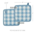 thumbnail image 2 of VHC Brands Cotton Pot Holder Set of 2, Heat Resistant, Kitchen Potholders, Annie Buffalo Check Collection, Square 8x8, Dusk Blue, 2 of 3