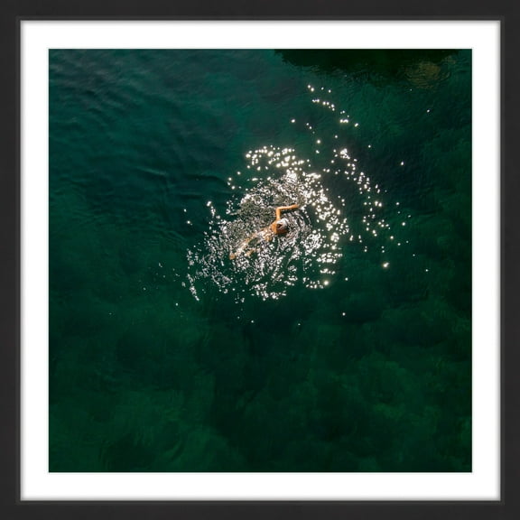 "Breaststroke" Framed Painting Art Print, 12.0" x 1.5"