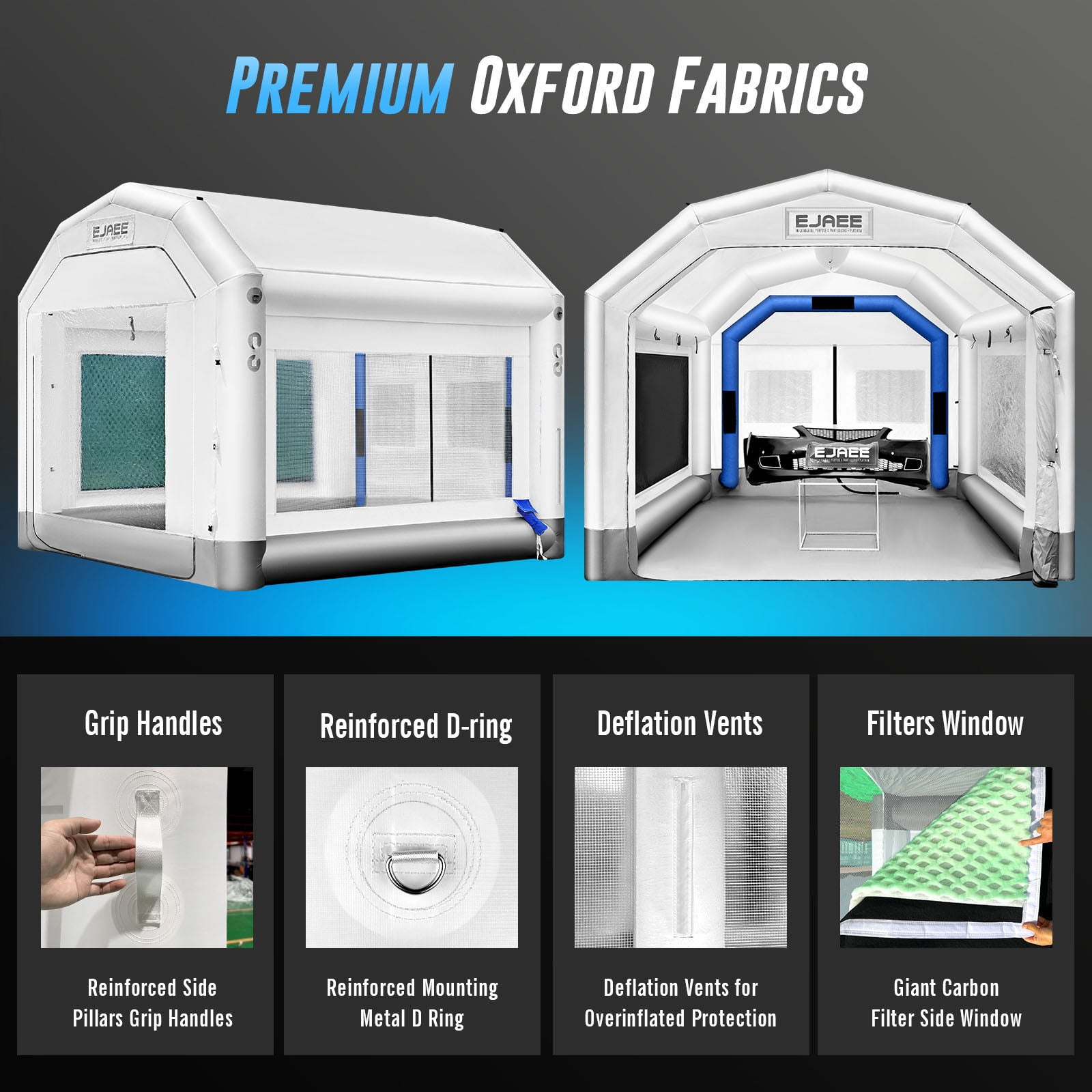 EJAEE Silver Series 12x12x10 All Purpose Inflatable Paint Booth w/ Blowers & Filters