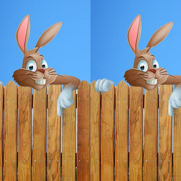 Señal De Inserción De Conejito De Valla Valla divertida arte lindo peeping conejo vallas insertar signos jardines decoración (D) Ndcxsfigh Libre de BPA