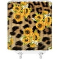 thumbnail image 3 of Sunflower Shower Curtain Brown Leopard Cheetah Skin Print Mix Sunflower Blossoming Creative Funny Rustic Art Bathroom Decor Fabric Curtain with plastic hooks, 3 of 3