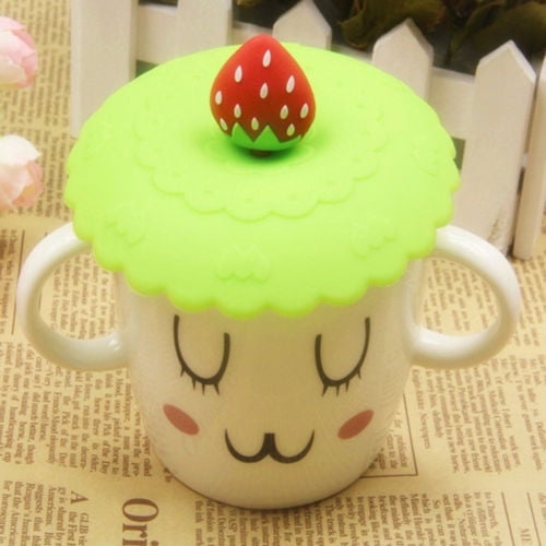 1/4pcs Sealed Cute Fruit Glass Cup Cover Silicone Suction