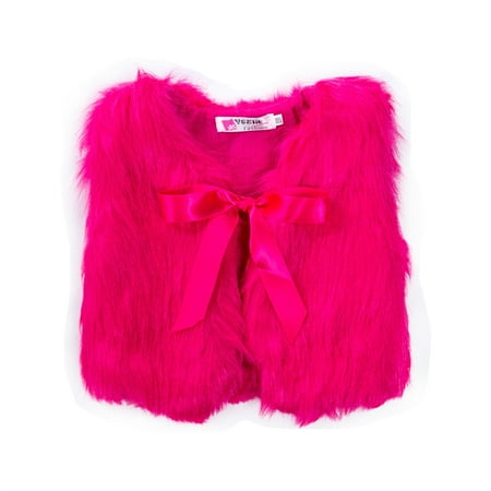 

Caitzr Toddler Baby Girl Faux Fur Sleeveless Vest Soft and Comfortable Plush V-Neck Short Coat