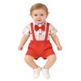 thumbnail image 3 of shqvo Baby Boy Valentines Outfits Suit Bowtie Button Dress Romper Plain Suspender Overalls Pants Set Gentleman Wedding Clothes Formal Wear, 3 of 5