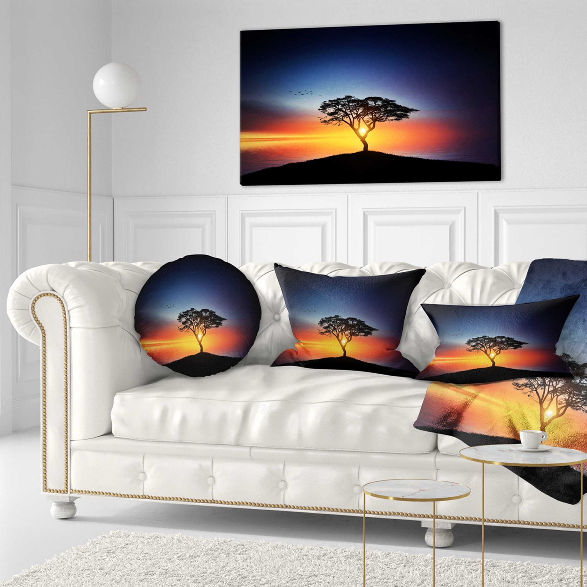 Designart 12" x 20" Multi-color Polyester Throw Pillow