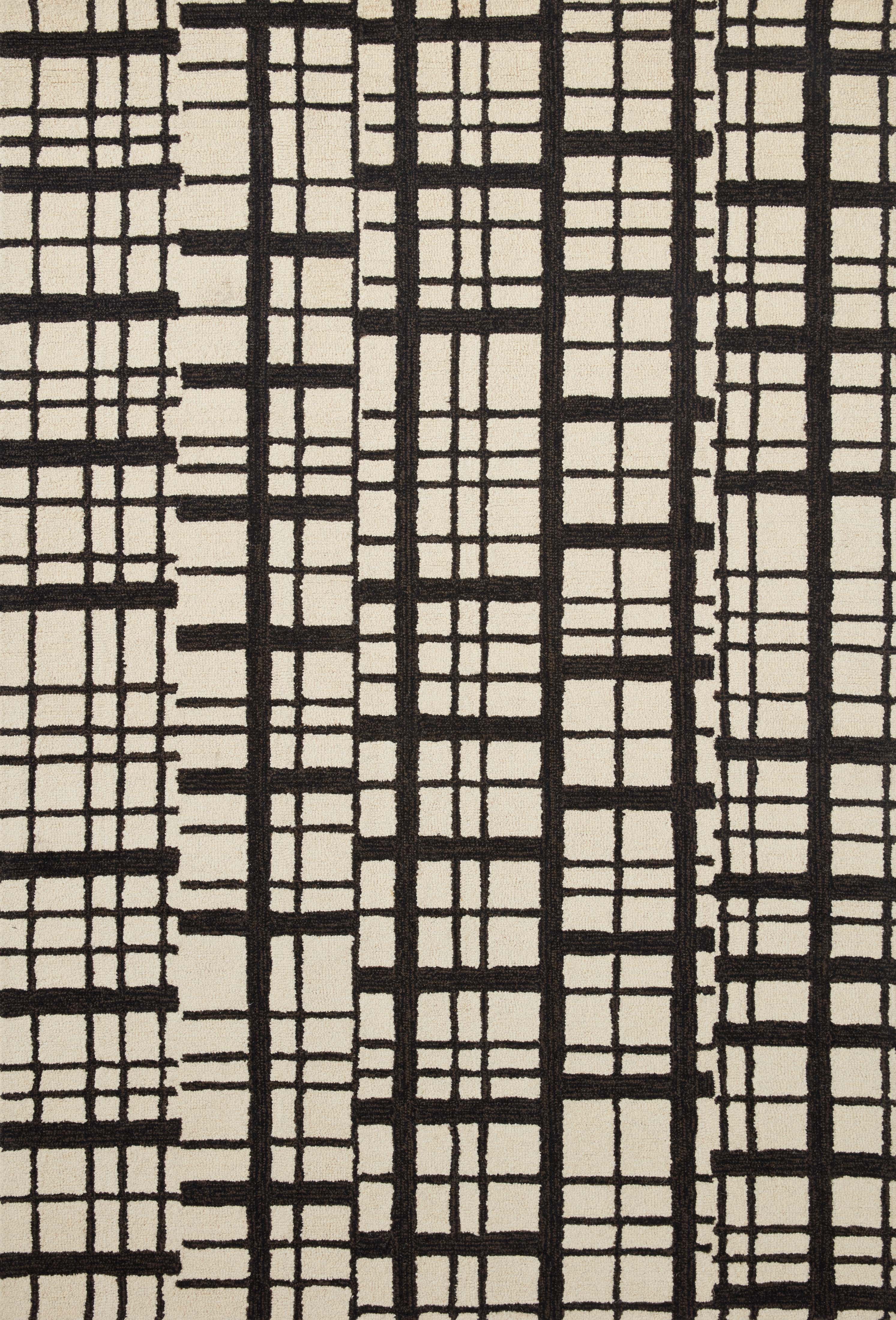 Chris Loves Julia x Loloi Polly Plaid Black/Ivory 2'-3" x 3'-9" Area Rug