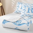 thumbnail image 4 of Erosebridal Personalized Initial R Quilt Full, Cute Bowtie Full Bedspread Sets, Stars Reversible, Baby Blue, 3pcs (1 Coverlet and 2 Pillowcases), 4 of 7