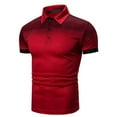 thumbnail image 2 of Nnhblu Men Short Sleeve Polyester Turndown collar Business Casual Shirts Red L, 2 of 3