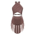 thumbnail image 6 of Kaerm Kids Girls Lyrical Dance Dress Sleeveless Sparkly Ballet Figure Ice Skating Dress Contemporary Dusty Pink 6, 6 of 9