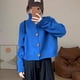 thumbnail image 2 of Cárdigan gris de cuello alto Rimocy para mujer, suéter de punto de manga larga estilo coreano para mujer, suéter de punto con botones de color liso Harajuku para mujer, 2 of 5