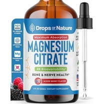 Drops of Nature Magnesium Citrate Dietary Supplement, Nerve Health Support, Mixed Berry, 2 fl oz
