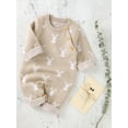 thumbnail image 4 of wsevypo Newborn Baby Bunny Romper Infant Knited Easter Outfits Long Sleeve Jumpsuit for Boys Girls One Piece Overall, 4 of 8
