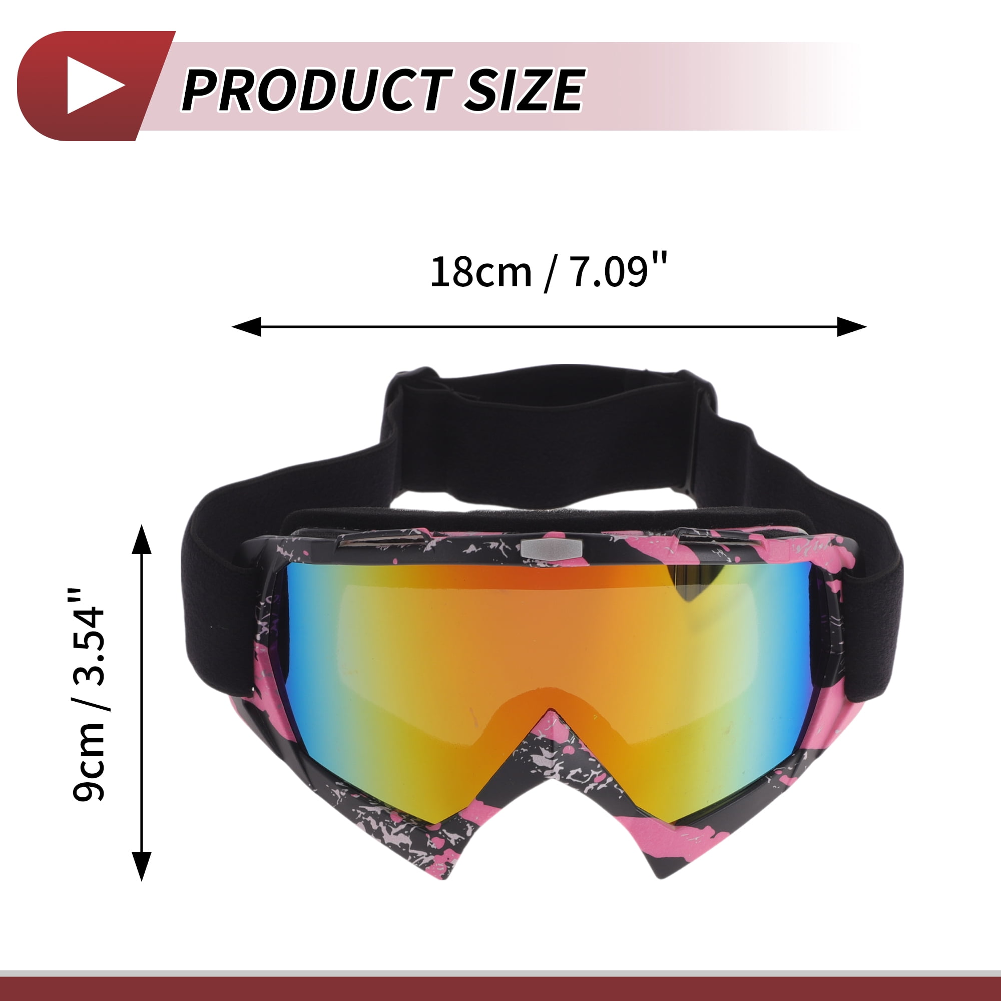 Unique Bargains Motorcycle Riding Goggles PC TPU Cycling Sunglasses Colorful Lens Black Pink Frame
