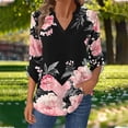 thumbnail image 2 of Womens Long Sleeve T-Shirts Long Sleeve Chest Pocket Button Henley Neck Striped Graphic Tunic Tops Loose Casual Tees (M, Black|Floral), 2 of 7