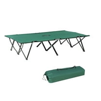 2 Person Camping Cot, 50" Wide Portable Folding Cot Bed for Adults - Heavy Duty Steel Frame, Elevated Design with Carry Bag - Outdoor Sleeping Cot, Green