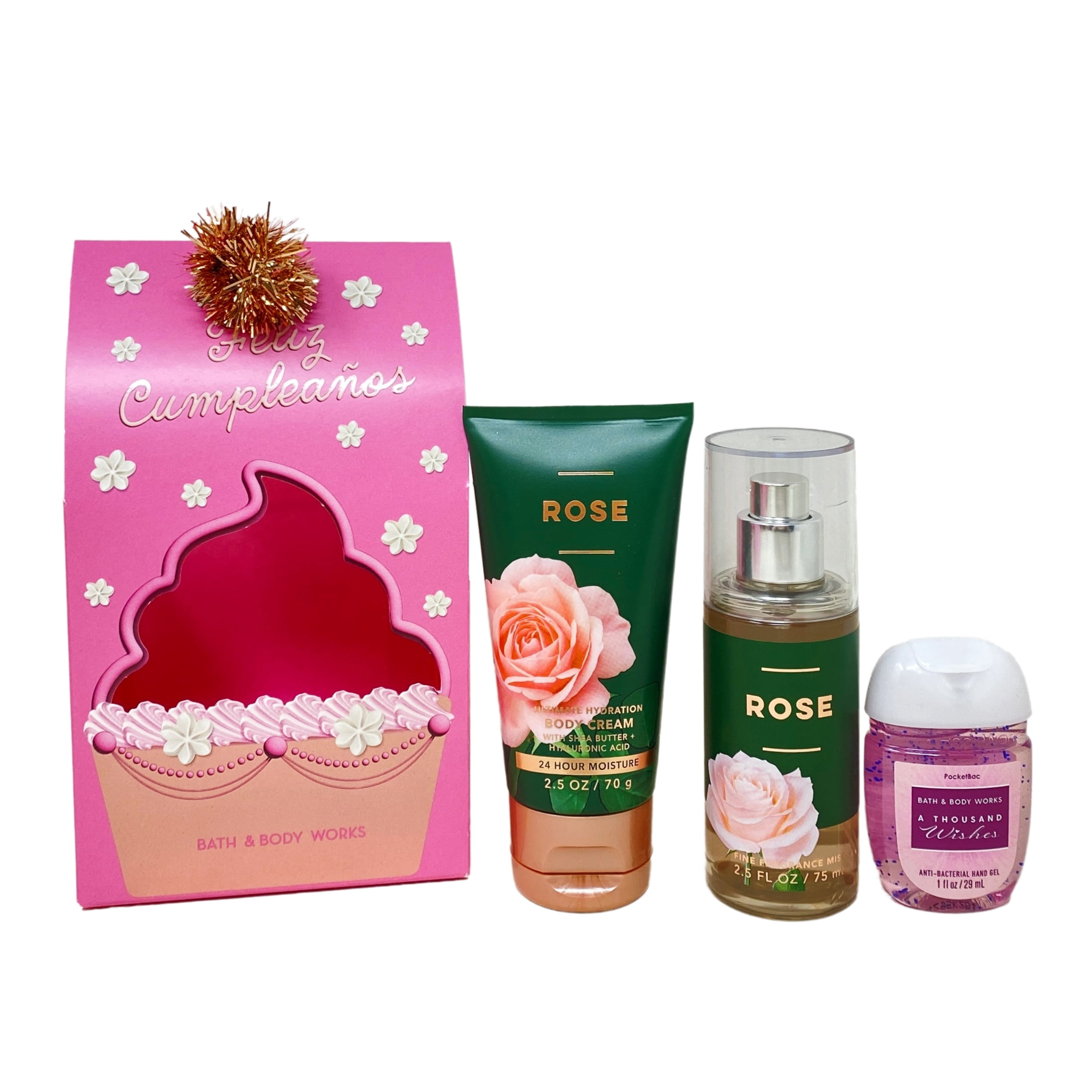 Bath & Body Works Rose - Feliz Cumpleaños Mini Gift Bag Trio Set