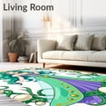 thumbnail image 2 of ODIKA 4'x6' Machine Washable Non-Slip Area Rug, Magical Ocean with and Seaweed Scrollwork High Traffic Rug, Green, 726057, 2 of 7