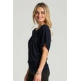 thumbnail image 4 of BAIEBLEUE GLOBAL Women's Solid Butterfly Short Sleeve Boat Neck Dolman Top Navy 2X, 4 of 5